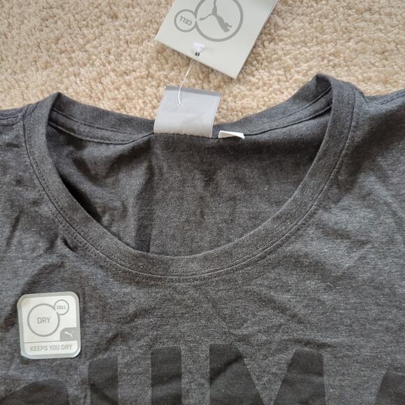 PUMA Men's Essentials Heather Logo Tee, XXL, Dark Heather Grey, Dry Cell - Picture 6 of 7